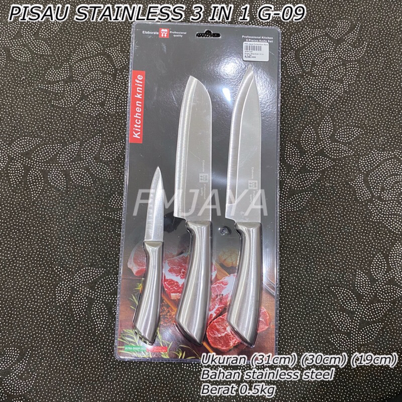 PISAU STAINLESS 3 IN 1 G-09 || PISAU SET PEMOTONG SERBAGUNA || PISAU SET 3 PCS