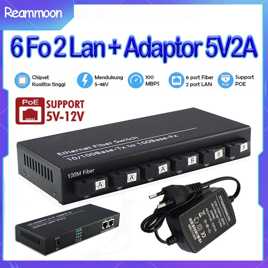 Terlaris POE Htb 6 Fo 2 Lan Media Converter 6 FO 2 LAN 11 Mpbs 6 Port FO 2 Port LAN 6F2E Ethernet Sw