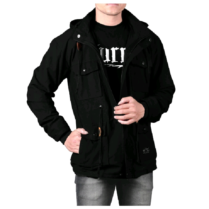 Jaket Parka Pria Korean Style Warna Hitam Ukuran L Sampai XL