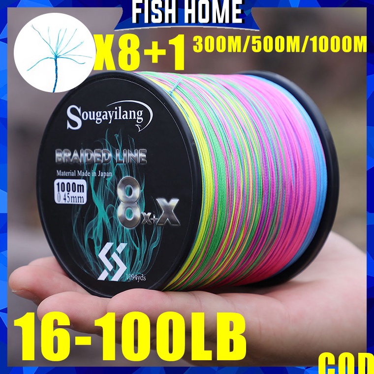 ready Sougayilang Senar pe Pancing Kuat Senar Pancing 3M 5M 1M PE 8X Stands Braided Helai Tali Panci