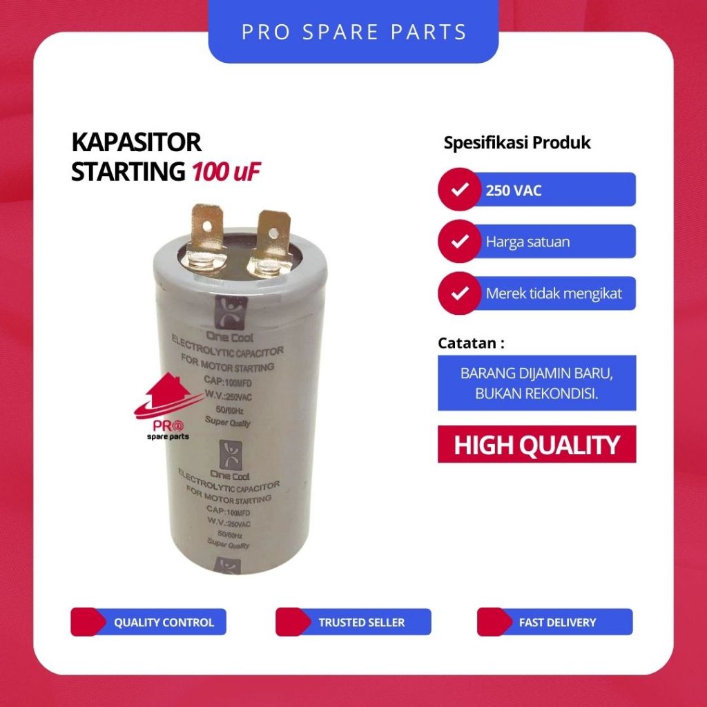 Kapasitor Starting 100 uf - Kapasitor 100uf/Mikro - Capacitor Starting AC 100MFD