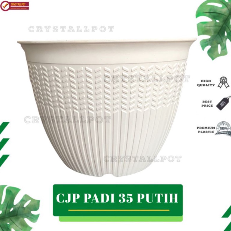STOK TERBATAS pot bunga tanaman cjp padi 35cm putih  CJP PADI 35 PUTIH 9935