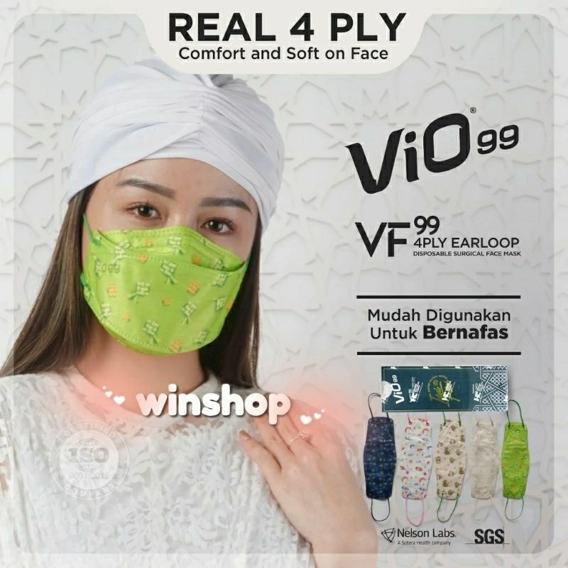 MASKER KF 94 VIO 4 PLY IDUL FITRI EDITION BFE 99% MIX 5 MOTIF 10s