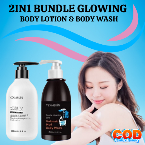PAKET 2IN1 YZKMSKIN Pemutih Badan Korea Body Lotion+ Sabun Lumpur Vulkanik Pencerah Instant Yzkmskin