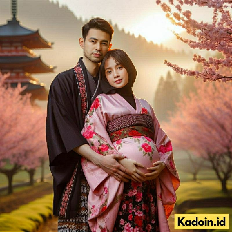 Jasa Edit Foto AI Maternity Pasangan Ibu Hamil Tema Jepang | Edit Foto Maternity Suami Istri Pakai A