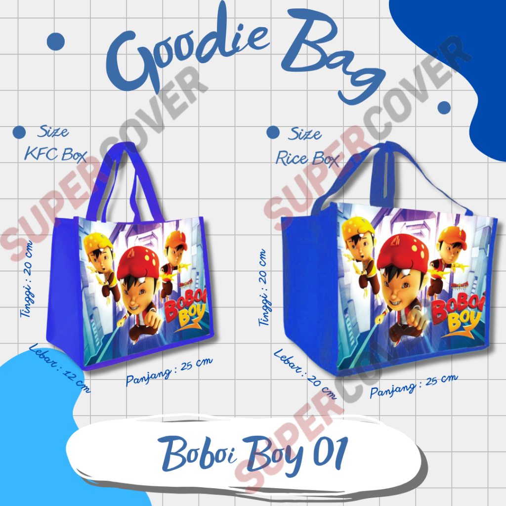 

Goodie Bag Gambar Kartun BoboiBoy 01 Warna Biru Tua Untuk Acara Ulang Tahun, Aqiqah, Sunatan Dan Lain lain.