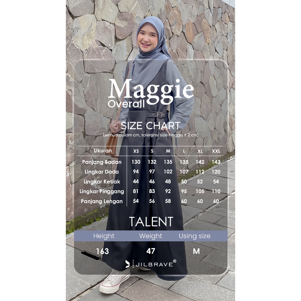 JILBRAVE Maggie Overall Gamis Casual Lebaran Inner Rayon Motif Monogram Premium Raya Collection-1