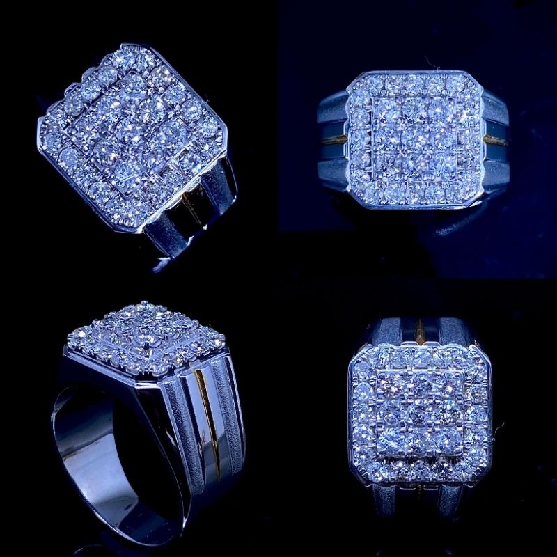 Cincin Berlian Laki Laki Ikat Perak Pelladium