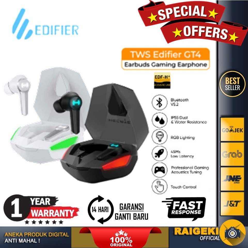 TWS Edifier GT4 Gaming Earbuds Bluetooth Wireless Earphone Original