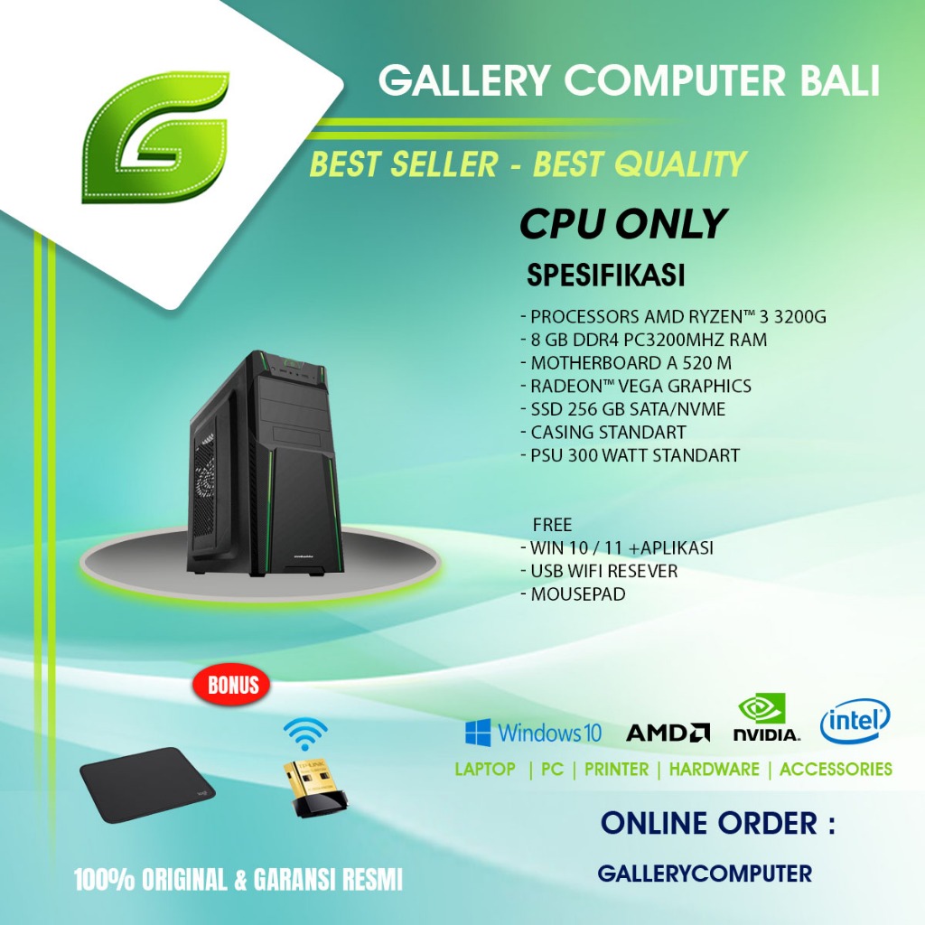 ( cpu only ) komputer pc rakitan amd ryzen 3