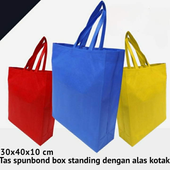 

Sablon tas spunbond standing box 30x40x10 cm goodie bag kotak/tas belanja,tas souvenir,promosi,ultah