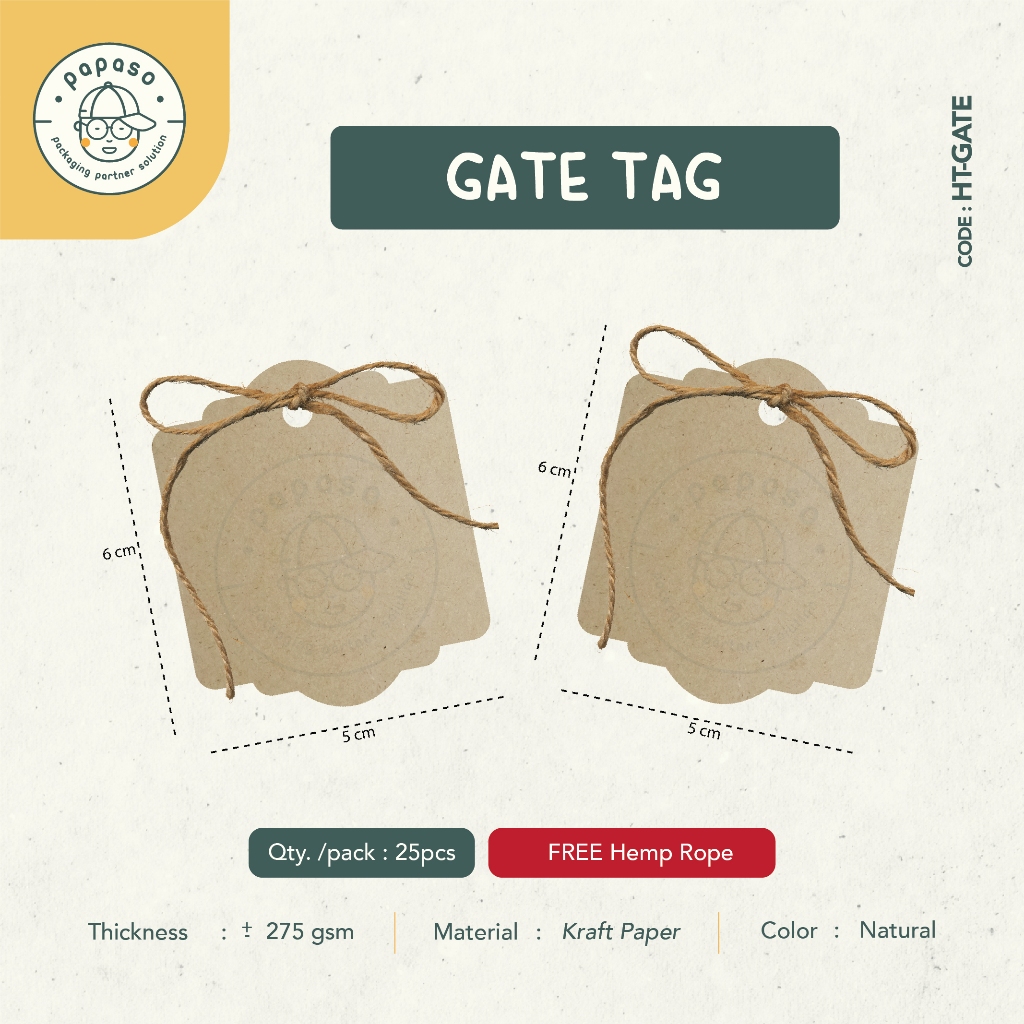 

Gate Tag / Hang Tag / Kraft Tag / Tali Rami / 5x6cm