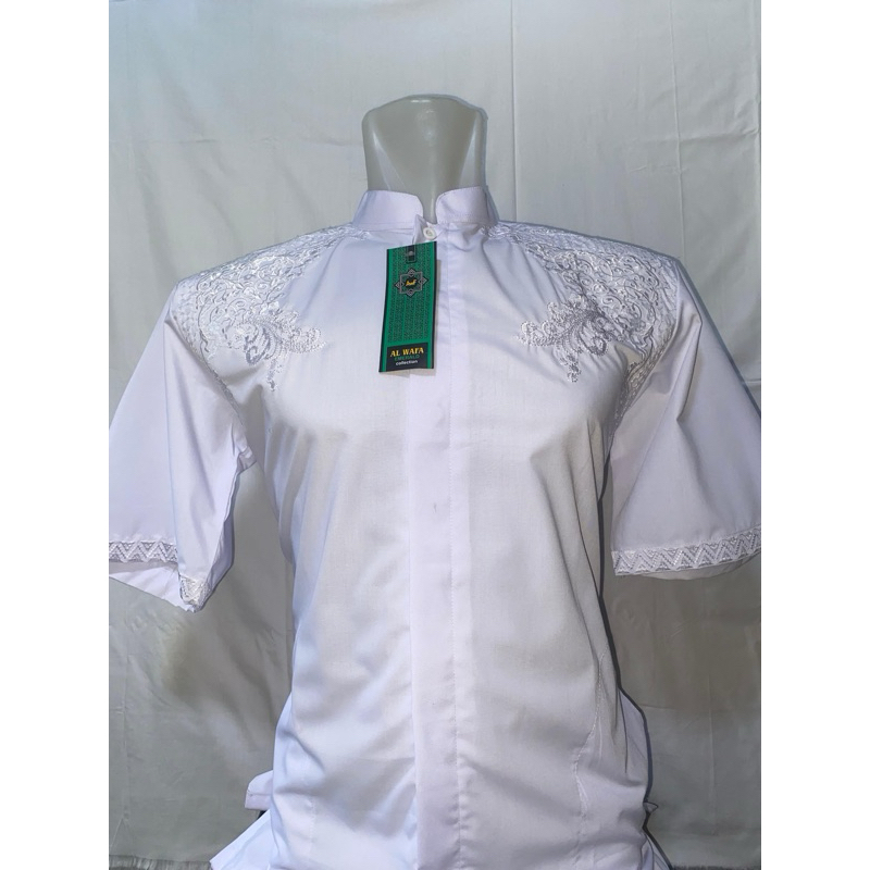Baju Koko Putih Pria - Al Wafa lengan Pendek