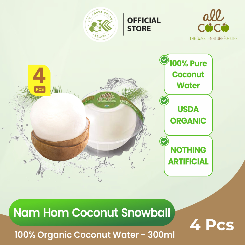 

All Coco Nam Hom Coconut Snow Ball Air kelapa Murni 300gr - 4 pcs