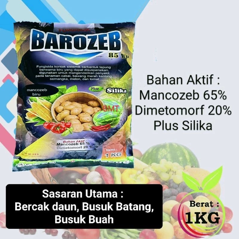 Barozeb 85 WP 1 KG Fungisida Kontak Sistemik Mankozeb Biru Silika Plus Dimetomorf Mancoseb Biru