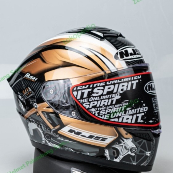 HELM MOTOR NJS ZX-1 RUSH BLACK GOLD FULLFACE SNI HTM/GL GLOSSY