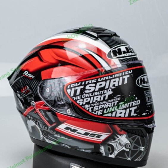 HELM MOTOR NJS ZX-1 RUSH BLACK RED HITAM FULLFACE SNI GLOSSY MERAH