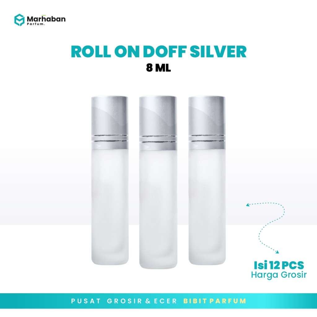Botol Parfum Roll On Doff 8 ML Silver - Botol Parfume Reffil kosong Roll On Doff 12 pcs