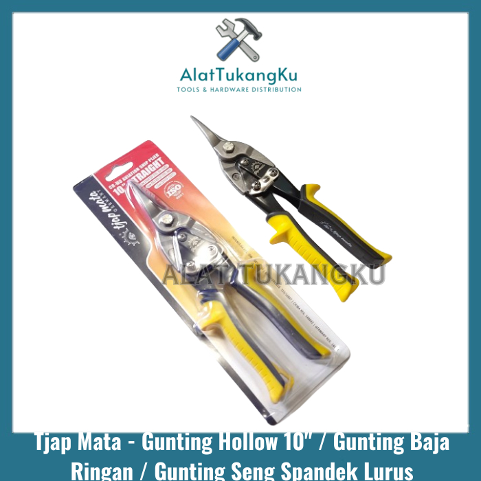 Tjap Gunting Holo Berkualitas Gunting Seng Baja Ringan 10" Lurus dan Bengkok / Gunting Hollow / Gunt
