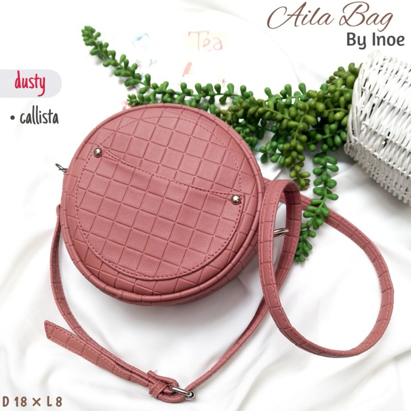 AILA TAS SELEMPANG BULAT WANITA BY INOE bahan callista waterproof