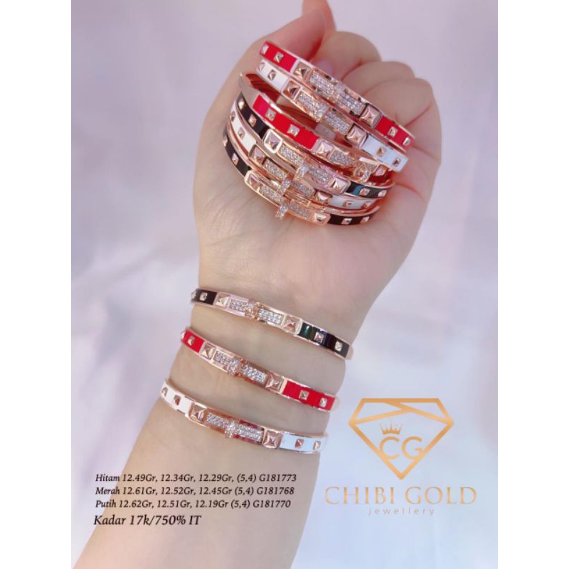 CHIBIGOLD - Gelang tangan bangle italy warna emas 750 kadar 17K G180116 - chibi