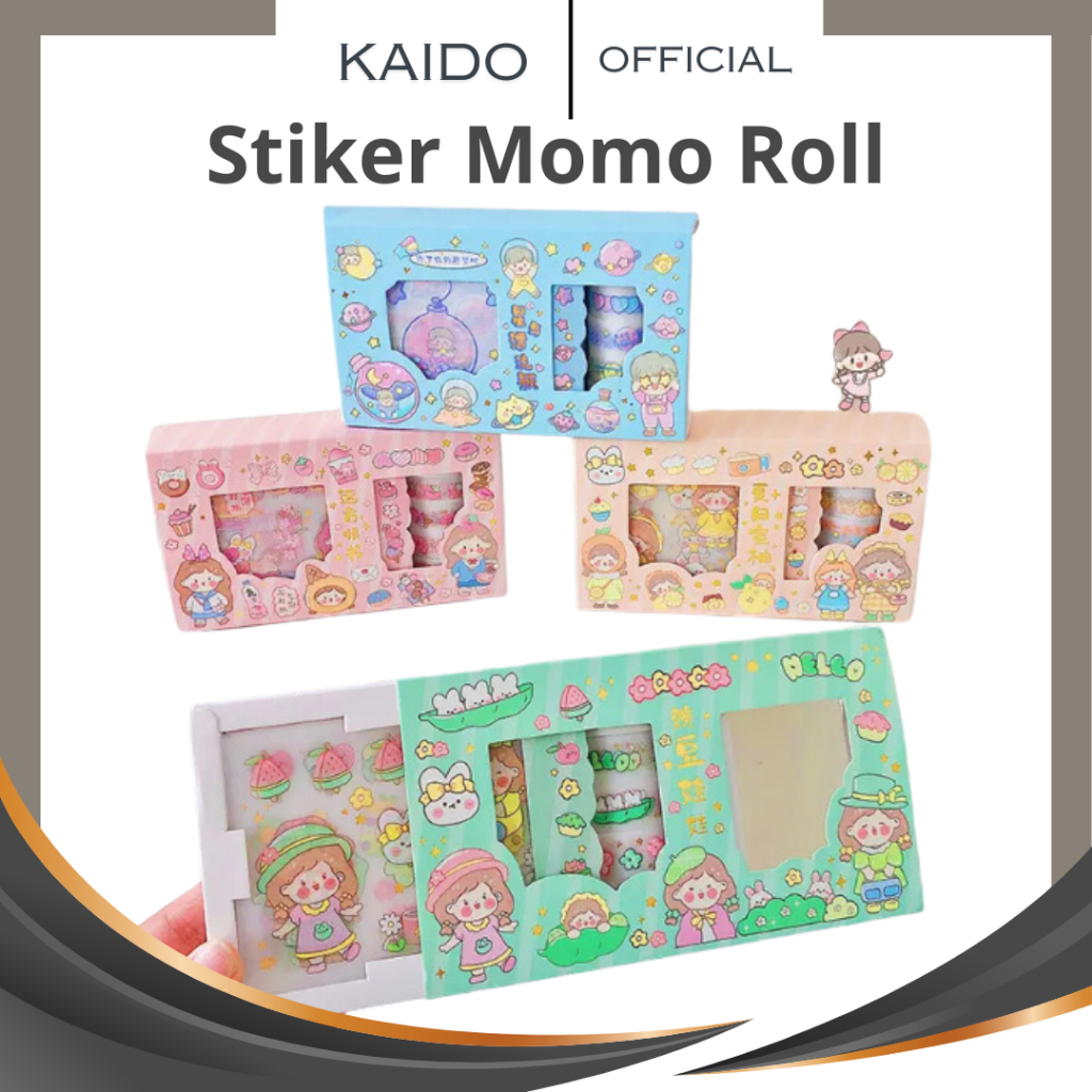 

Stiker Momo Stiker Karakter Set 4Roll + 10Lembar Stiker Kartun Karakter Korea DIY Anti Air