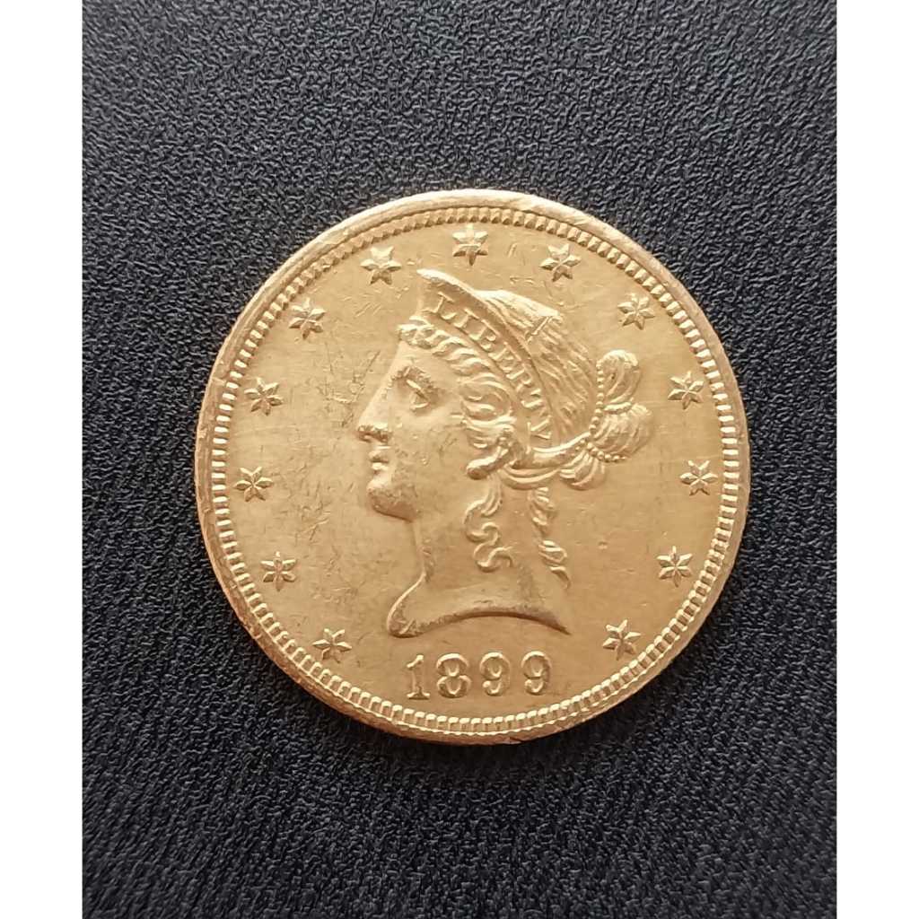 Koin Emas 10 dollars Coronet Head-Eagle 1899 / Liberty 16,7 gram