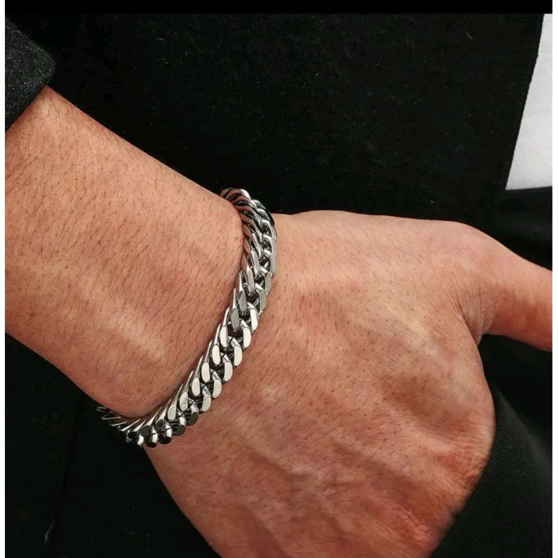 GELANG TANGAN RANTAI TITANIUM PRIA RANTAI BAJA ANTIKARAT