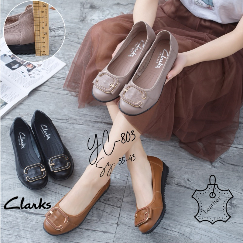 TERMURAH Sepatu Clarks YC-803 Leather Flat / Clark / Sepatu kerja kantor wanita / Leather flatshoes 
