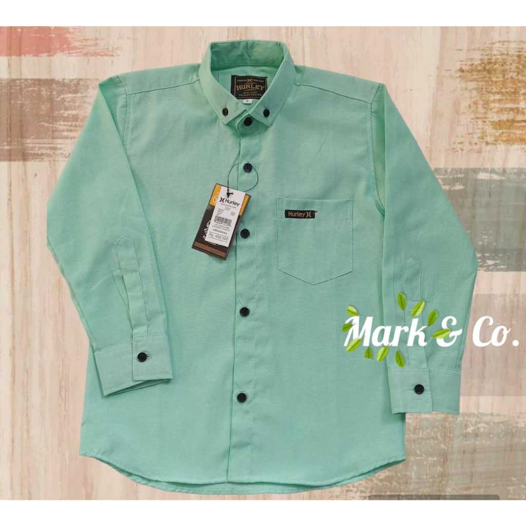 Mooda Moody - Kemeja Anak Lengan Panjang Sage Green Pria Kemeja Anak Lengan Panjang Sage Kemeja anak