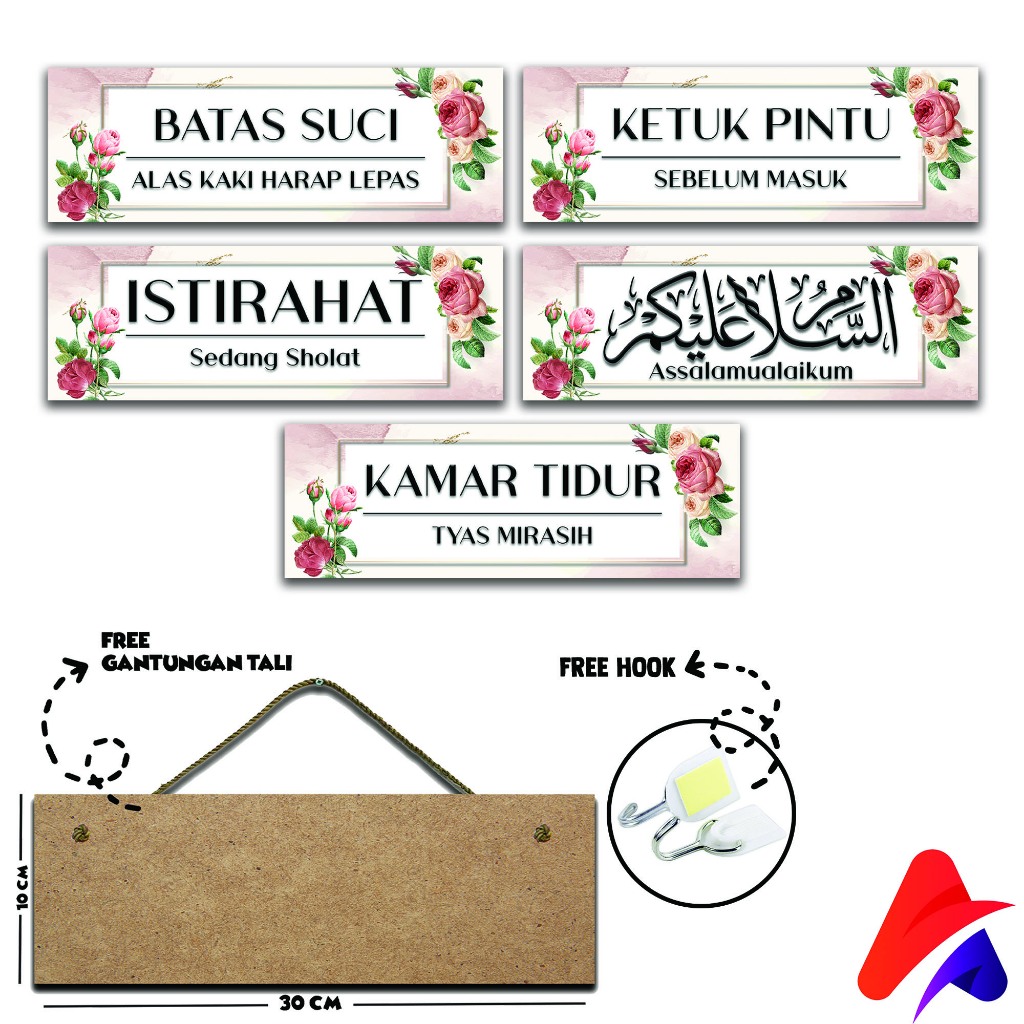 HIASAN DINDING GANTUNG PINTU TULISAN PAJANGAN PINTU KAMAR HIASAN DINDING KAMAR RUMAH ASSALAMUALAIKUM