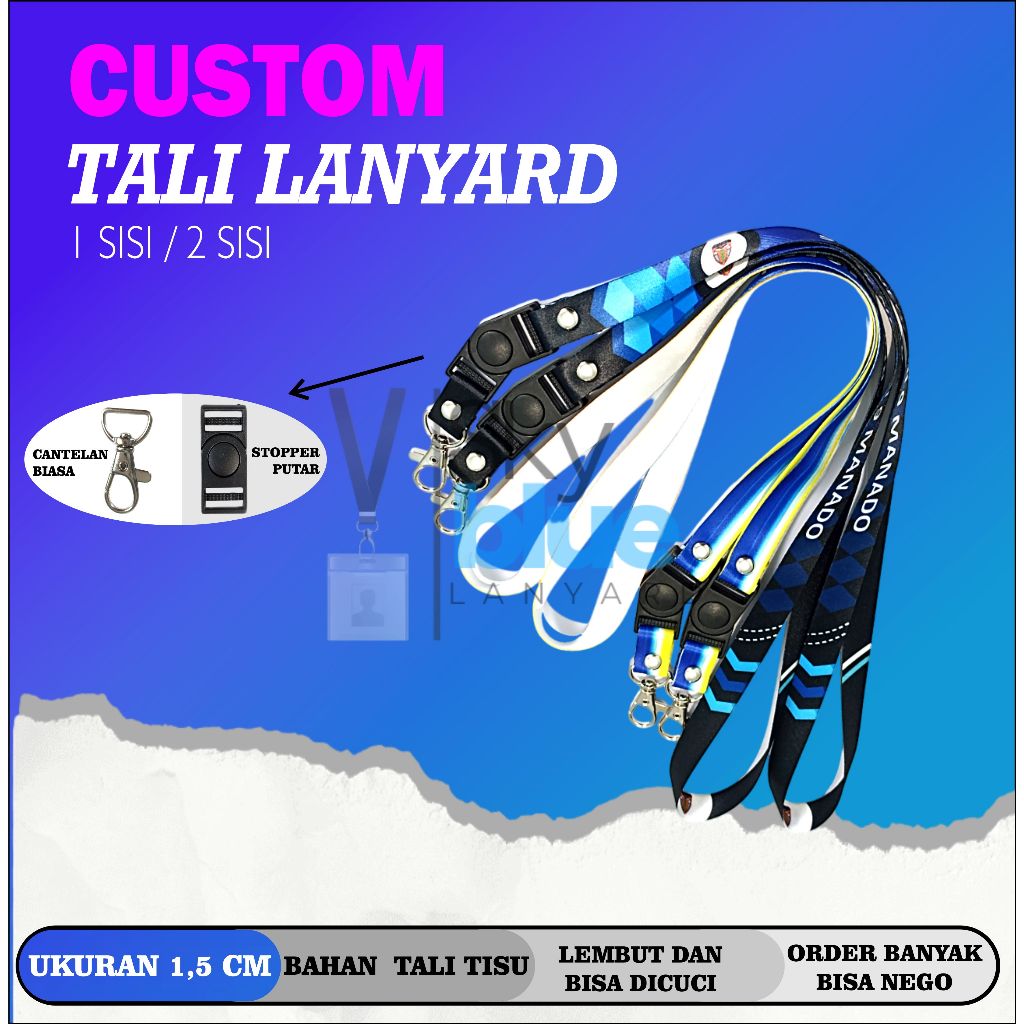 

TERMURAH! CETAK LANYARD/GANTUNGAN ID CARD 1,5 CM/CUSTOM LANYARD