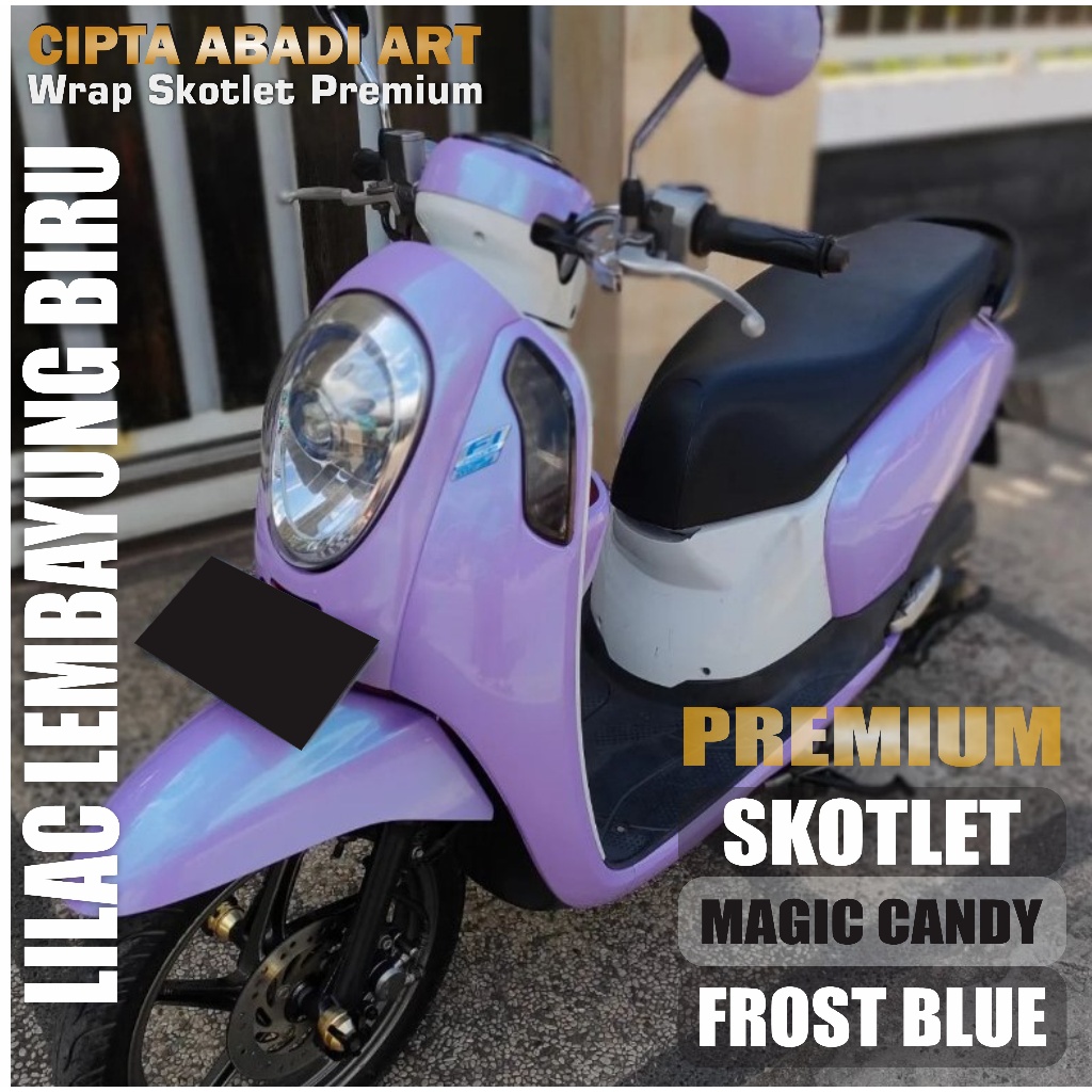 STIKER SKOTLET MOTOR LILAC LEMBAYUNG BIRU PREMIUM SCOTLET MAGIC CANDY SERIES GLACIAL FROST BLUE SCTL