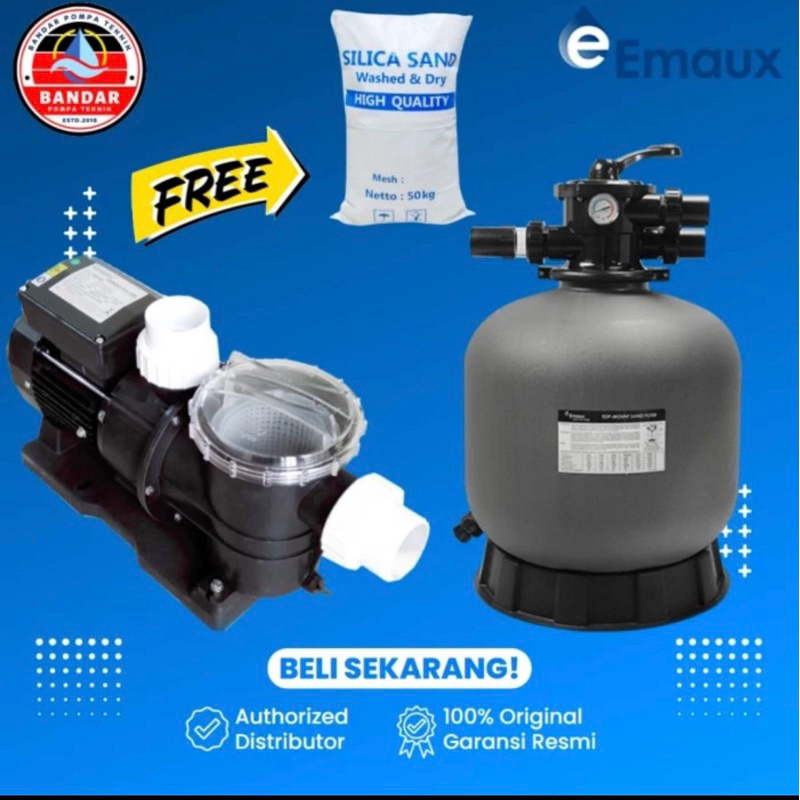 Pompa Air Kolam Renang 1 hp Paket pompa Kolam Renang + sand Emaux P350