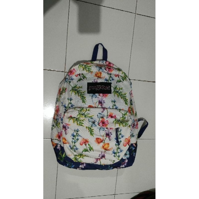 Tas Jansport Superbreak Backpack preloved motif flower original