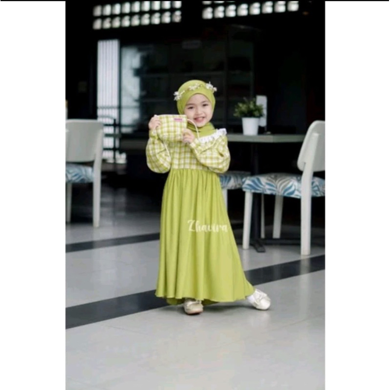 Gamis anak AmeenaOry by Zhavira usia 1-6th bisa cod free tas slepang