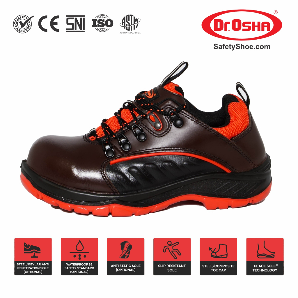 Dr. OSHA Paradise 9171 S2 Composite Waterproof Safety Shoe Sporty Emboss - Brown