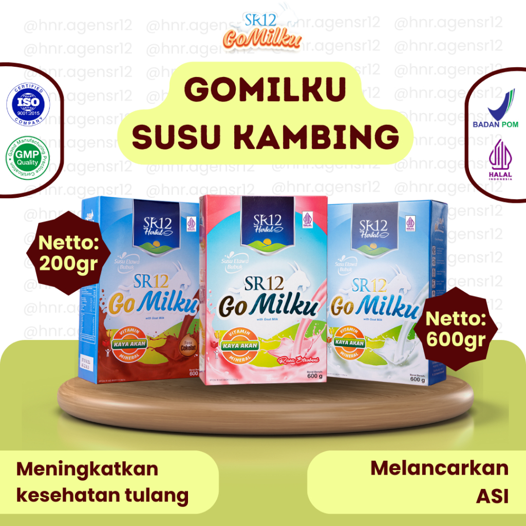 

GOMILKU SR12 Susu Kambing Etawa | Susu Go Milku SR12 Susu Kambing - Rasa Ori Cokelat Strawberry 200g 600g