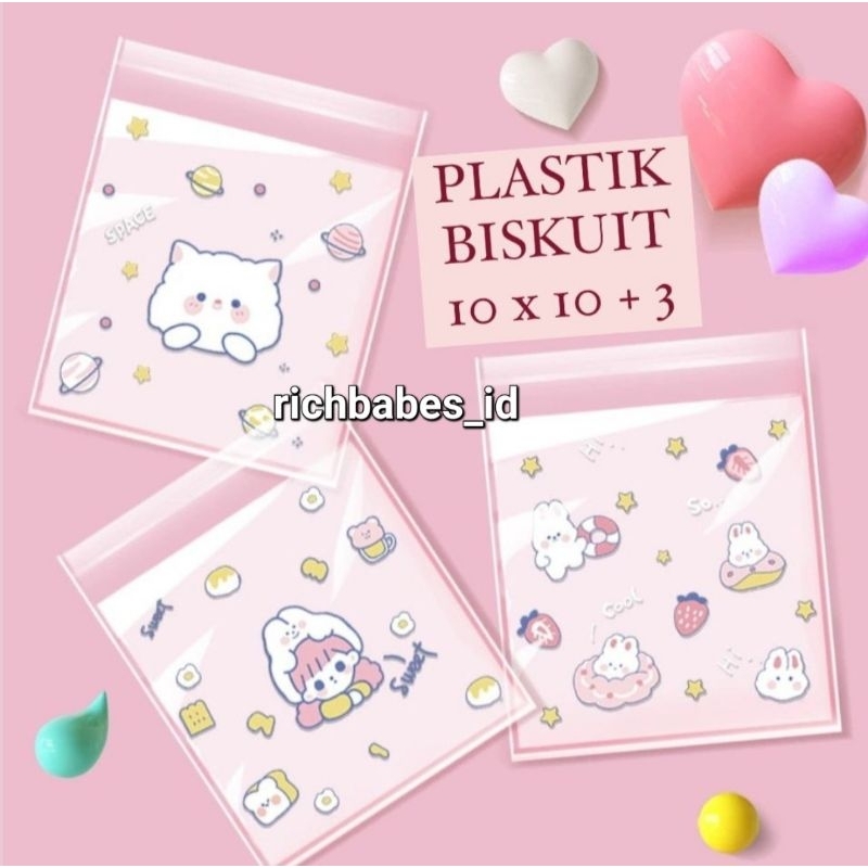 10 PCS /PACK Plastik OPP Kemasan Kue Cookies Lucu Motif Kartun 10x10