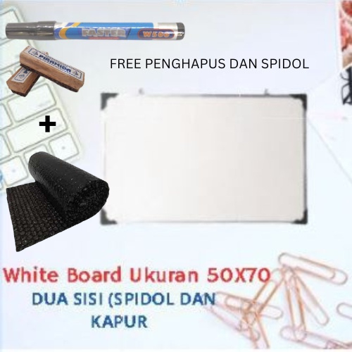 

TERMURAH PAPAN WHITEBOARD UKURAN 50X70 DILENGKAPI DENGAN BUBBLE
