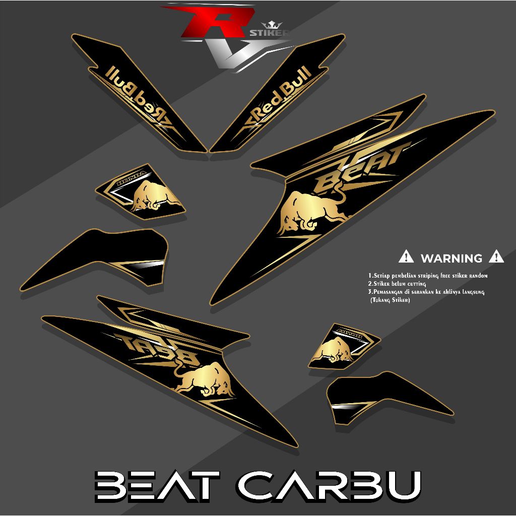 STRIPING BEAT KARBU/STIKER HONDA BEAT/STRIPING VARIASI BEAT KARBU 2008-2012 REDBULL