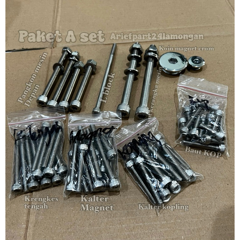 baut L stanlise mesin Tiger MP GL baut L stanlis set mesin Gl MP Tiger set pangkon mesin depan