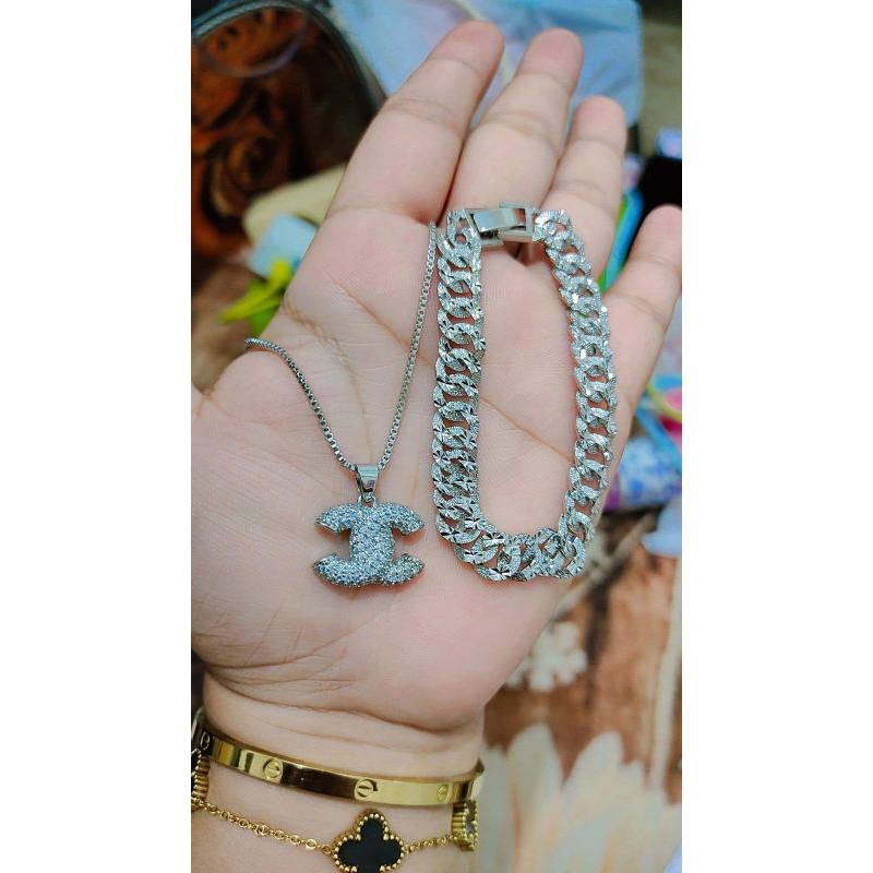 set perhiasan lapis emas putih