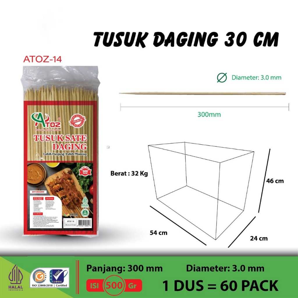 Tusuk Sate Daging 30cm