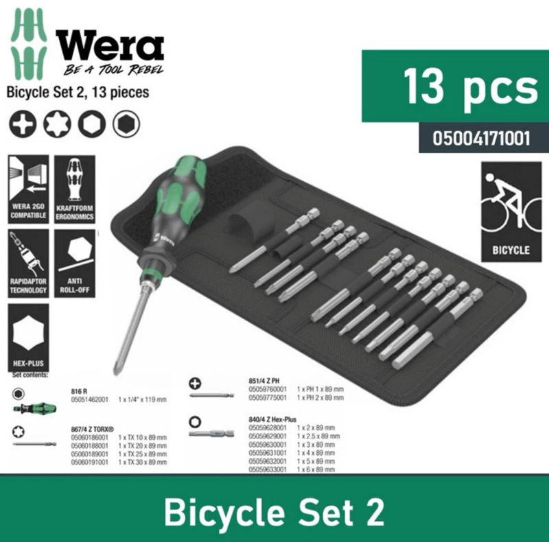 WERA Tool kits Sepeda Set 13 Pc 05004171001 Toolkits Bicycle Set 2 wera tools