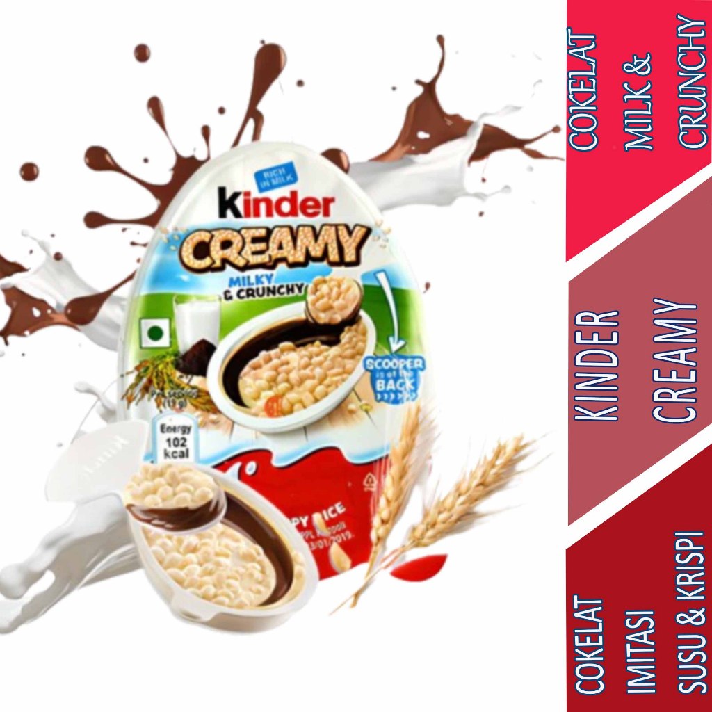 

krim Susu Renyah - Kinder Creamy - Cokelat Krim Susu & Crispy Rice - 19gr