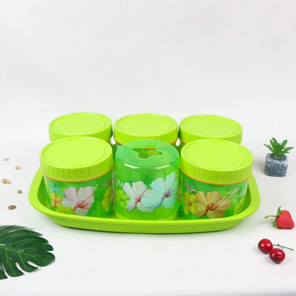 CALISTA Tonam Tempat Tissue Set 7 in 1 Toples Kue Lebaran HIJAU