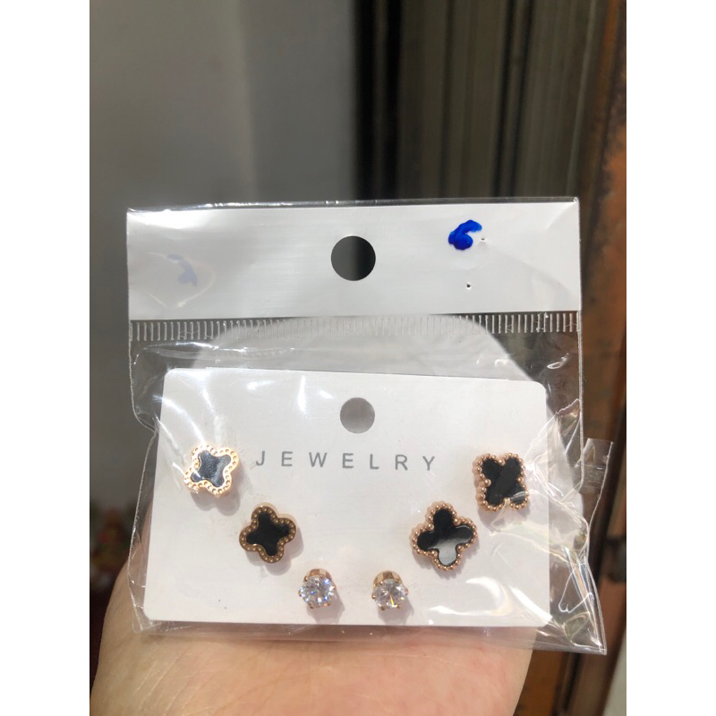 anting titanium giwang rose gold hitam manis