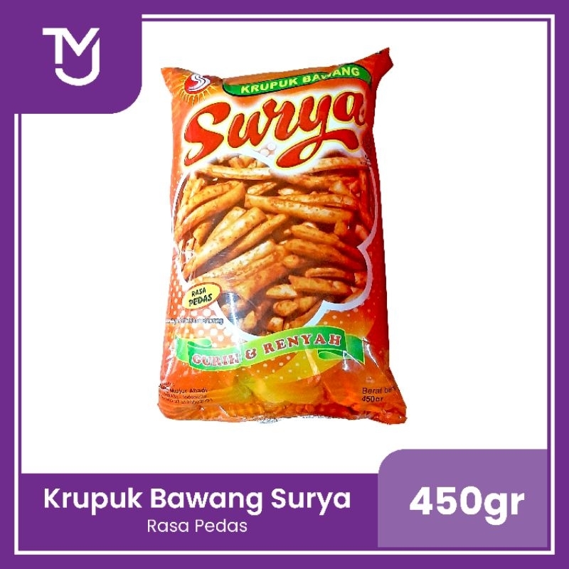 

Krupuk bawang Surya rasa pedas -- Oleh-oleh khas Makassar