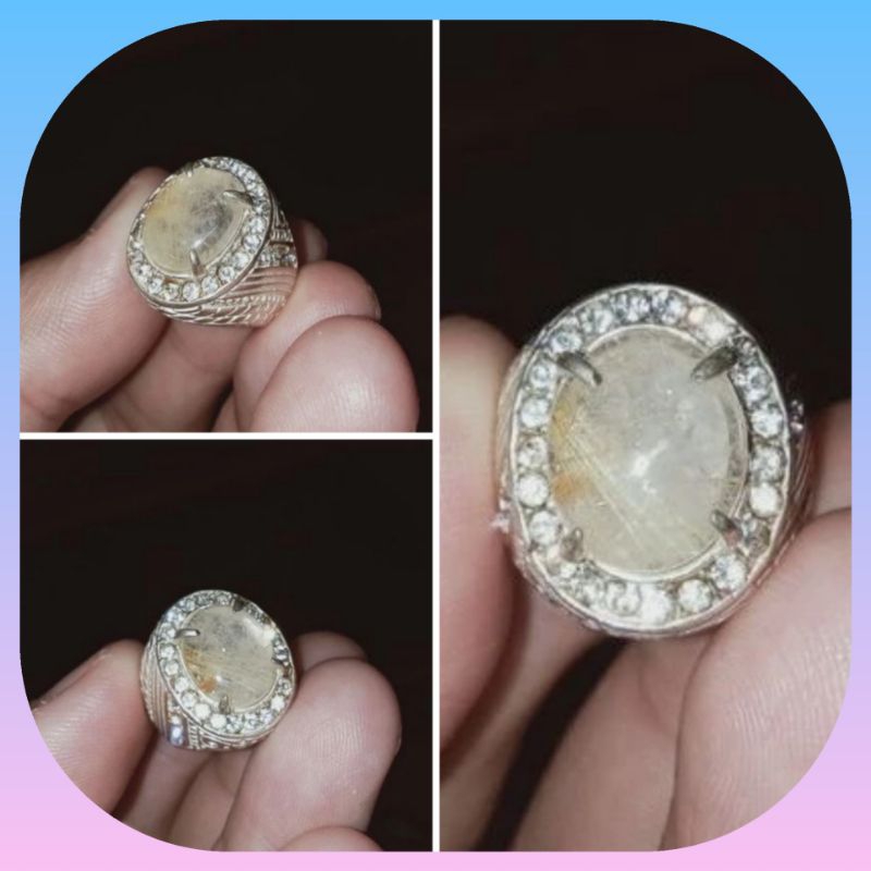 Cincin Kecubung Serat Rambut Emas